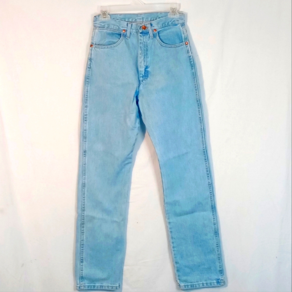 Wrangler New Cowboy Cut Womens Size 7x32 Light Blue Denim Jeans Cowgirl Western